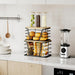 2 Pack Stackable Storage Laundry Kitchen Organizers, Wall Mount Trash Bag Holder with Bamboo Top and Garbage Bag Dispens