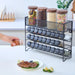 Spice Rack Organizer with 27 Spice Jars with Black Lids