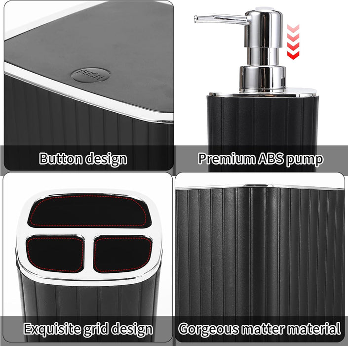 Bathroom Accessories Set - 10PC Gorgeous Black Bathroom Set