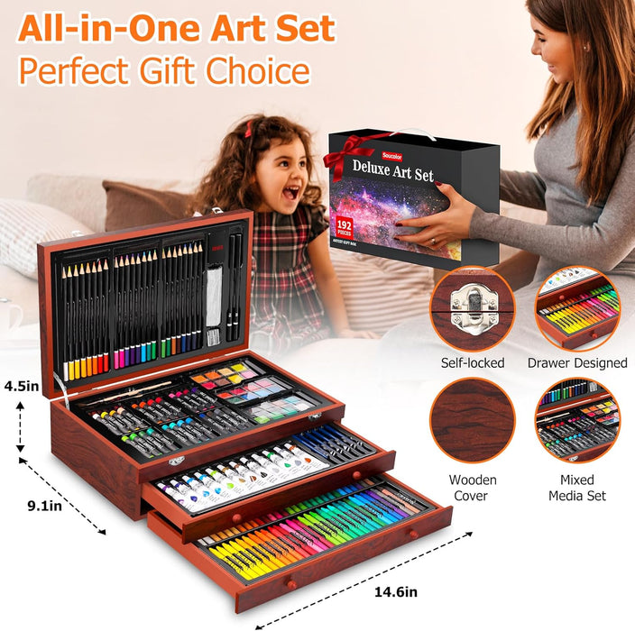 Art Supplies,192 Pack Deluxe Art Set Drawing Painting Supplies Kit