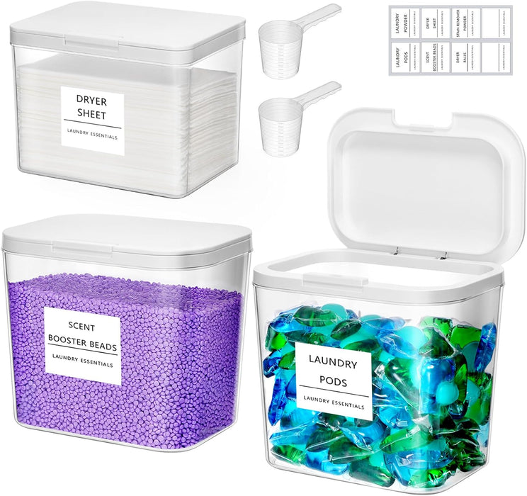 Laundry Pods Container with Pop-up Lid, 0.72+0.5 gal, 3 Pcs