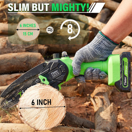 Chainsaw 6 Inch Mini Electric Chainsaw Cordless Battery Powered, Hand Held Saw for Wood/Trees Trimming, Tools for Household and Garden, Chain Saw Gift for Men Dad Husband Fathers Gardener 2026