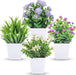 4 Pack Small Fake Plants with Flowers, Spring Home Bathroom Decor