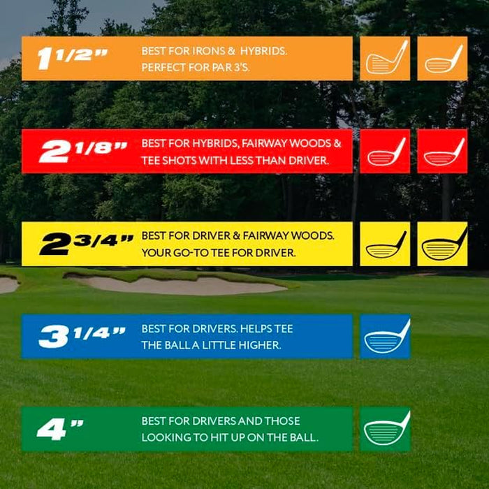PTS Wood Golf Tees | 135 Count, 3-1/4 Inch | #1 Wood Tee on Tour | Best for Drivers & Woods
