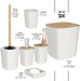 Bathroom Set - White Bathroom Accessories Set, 6PC Bathroom Accessory Set, Bathroom Sets with Toilet Brush, Trash Can & Soap Dispenser