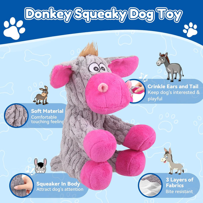 Plush Chew Toys for Large Dogs, Tough Crinkle Stuffed Animal Squeaky Interactive Toys for Small Medium Large Dogs, Keep 