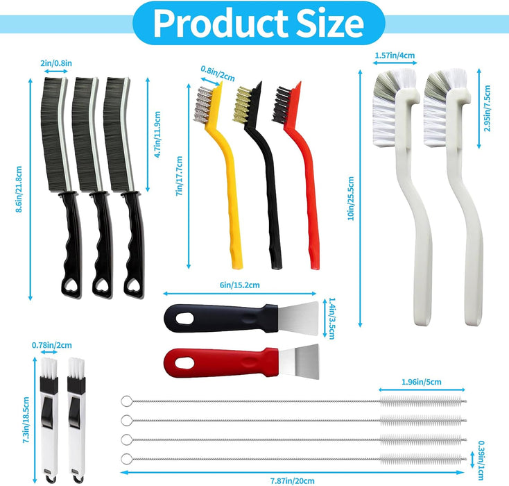 16Pcs Crevice Cleaning Brush Set, Hard Bristle Scrub Brushes for Gaps