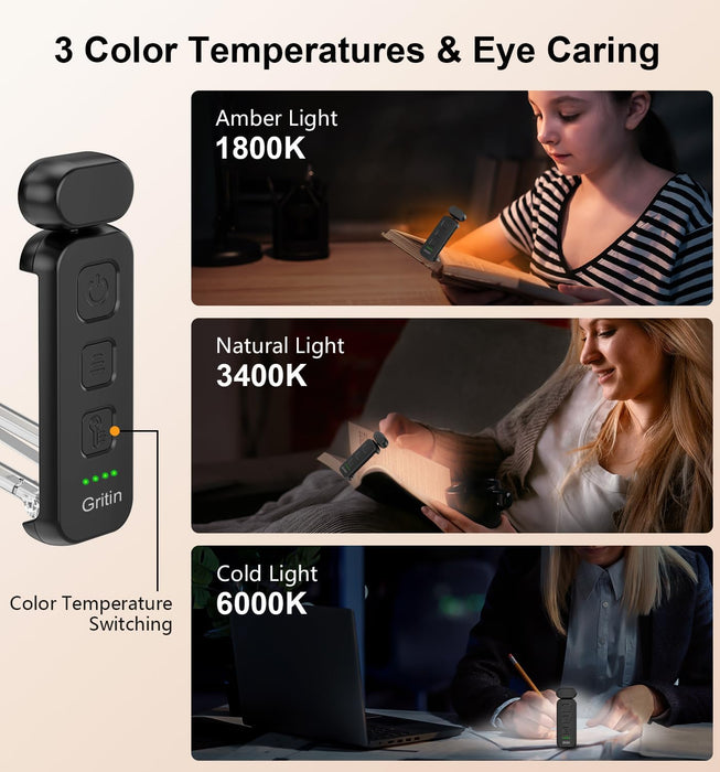 Reading Light, Rechargeable Book Light for Reading in Bed