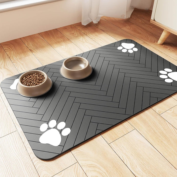 Pet Feeding Mat-Absorbent Pet Placemat for Food and Water Bowl, with Waterproof Rubber Backing, Quick Dry Water Dispense