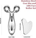 Stainless Steel Gua Sha and Face Roller Set, Facial Tool for Face Sculpting, Metal Skin Care, Massager for Women
