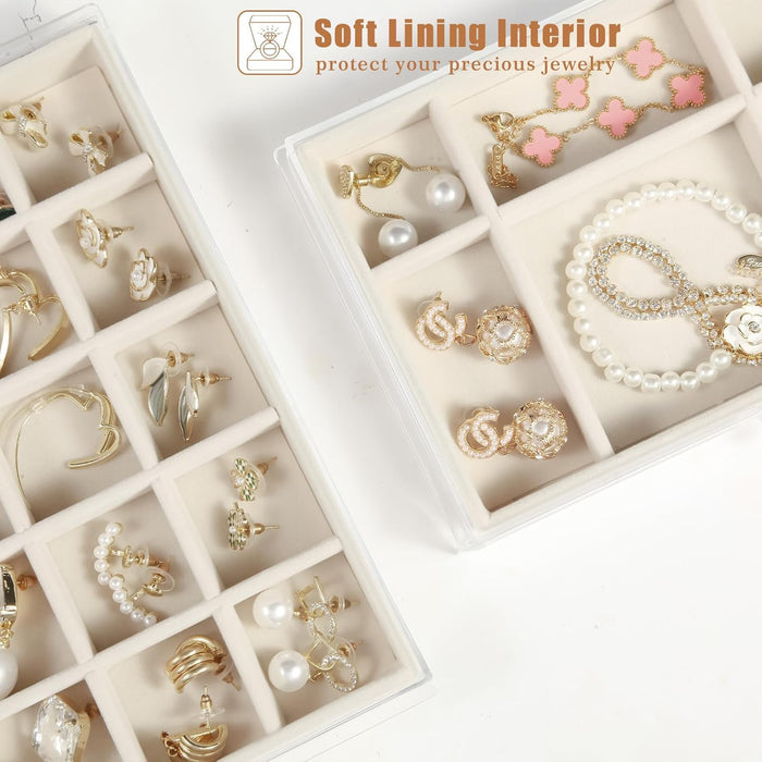 Earring Organizer 5 Drawers Acrylic Jewelry Box for Women, Warm White