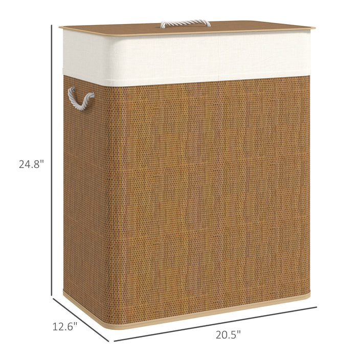 Double Bamboo Laundry Basket with Lid
