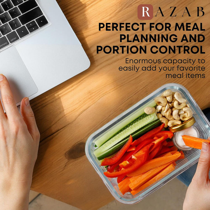 30 PC Glass Food Storage Containers with Lids - Reusable Glass Meal Prep Containers for Lunch and Leftovers - Airtight & Leakproof Snap Locking Lids - Oven, Freezer, Microwave, Dishwasher Safe