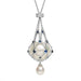 Women Exquisite Pearl Gemstone Lavalier Pendant Elegant Pearl Pendant Necklaces Natural Pearl Metal Braided Mesh Necklace