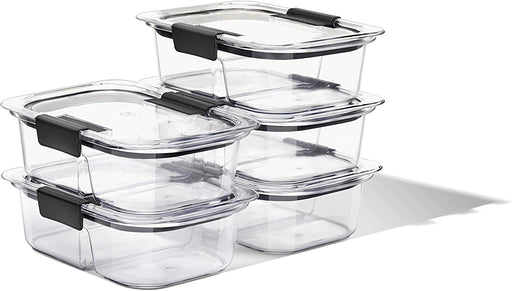 Brilliance Meal Prep Containers, 2-Compartment Food Storage Containers, 2.85 Cup, 5-Pack, BPA-Free, Clear/Grey