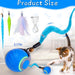 Interactive Cat Toy Ball - Automatic Interactive Cat Toys for Indoor Cats with 3 Tails, 2 Speeds Rechargeable Cat Enrich