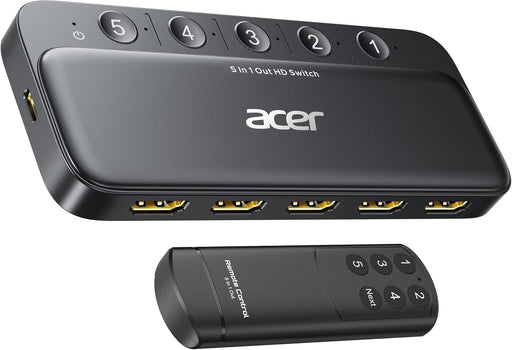 acer 5 in 1 Out HDMI Switch 4K@60Hz HDMI 2.0 with Remote for PS5 Xbox TV