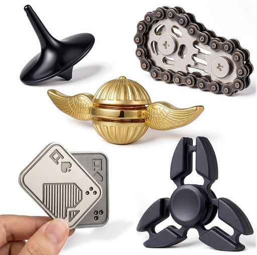5 Pcs Metal Fidget Toy for Adults, 5 Pack EDC Stress Relief Toys with Slider, Spinner and Gear Designs, Handheld Anxiety
