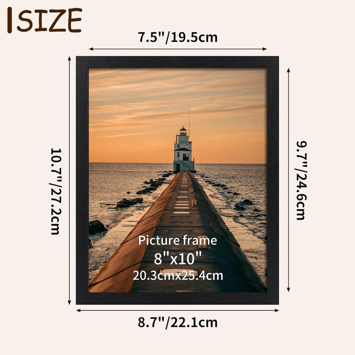 8x10 Picture Frame Set of 22 for Wall and Tabletop, Black