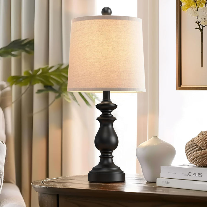 Traditional Table Lamp Set of 2, Rustic Farmhouse Table Lamps for Living Room Bedroom, 22" Bedside Desk Lamps Vintage Ni