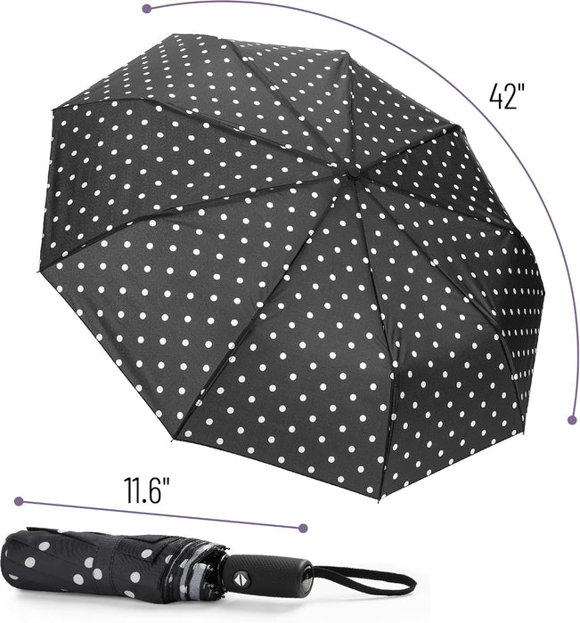 - Windproof Travel Umbrella, Small Water-Resistant Automatic Folding Umbrella for Rain and Sun, Light, Compact and Porta