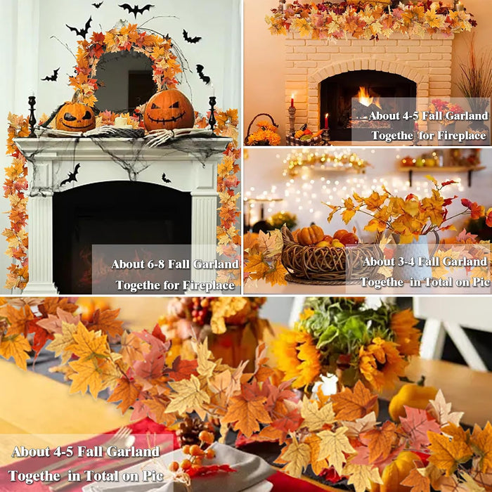 2Pcs 13FT Artificial Fall Leaves Garland for Thanksgiving Decor