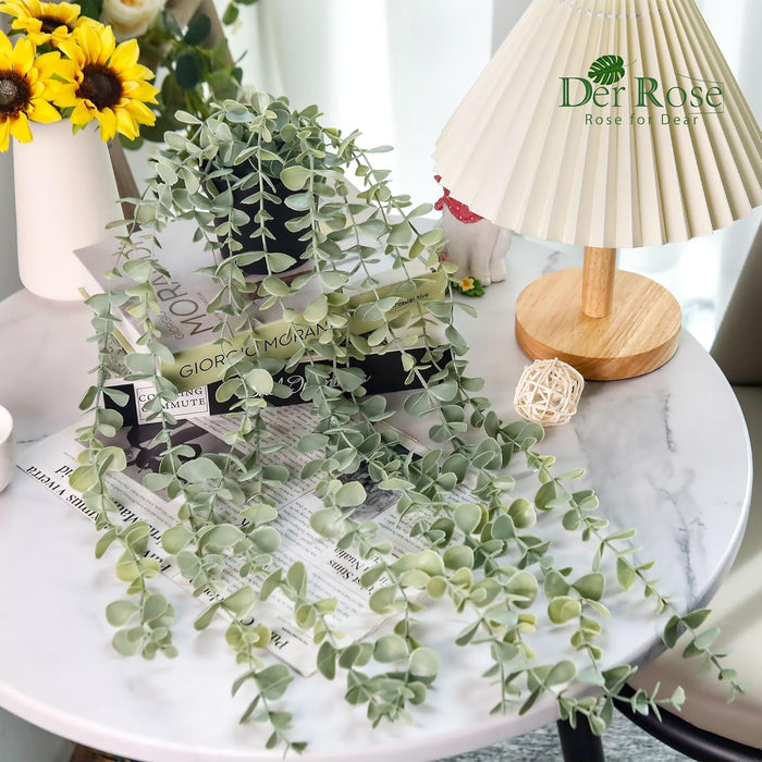 24" Fake Hanging Eucalyptus Plant for Bathroom Wall Art Decor