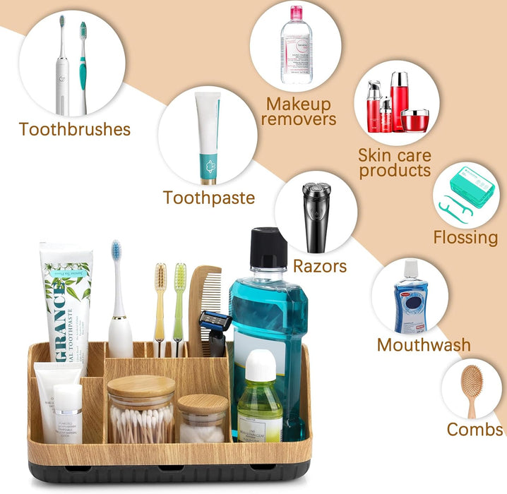 Bathroom Organizers and Storage - Detachable 7 Slots Kids Electric Toothbrush and Toothpaste Holde Drainage for Bathroom