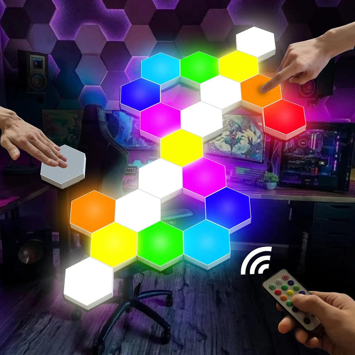 Hexagon Light Panels with Remote, 13 Colors, 6 Pack