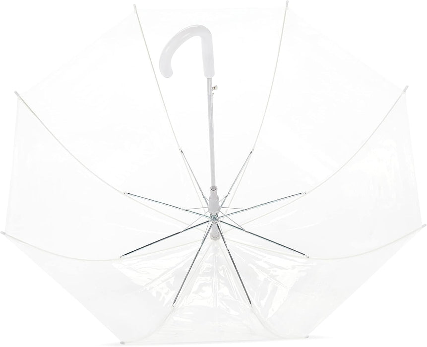 Clear Umbrella for Rain, Round Bubble Umbrella for Wedding, With Wide Coverage (35" Canopy Diameter), Auto Open, Strong Fiberglass Frame, Steel Shaft, Spoke Protectors for Safety