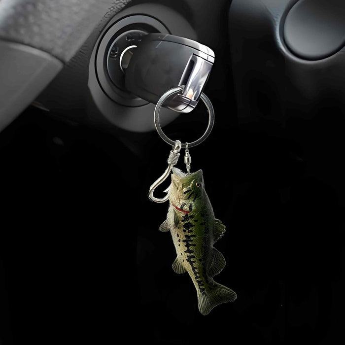 Bass Fishing Keychain Gifts, Bass Fish Key Chain for Men, Cool Fishing Keychain Stuff Funny for Fishing Lovers