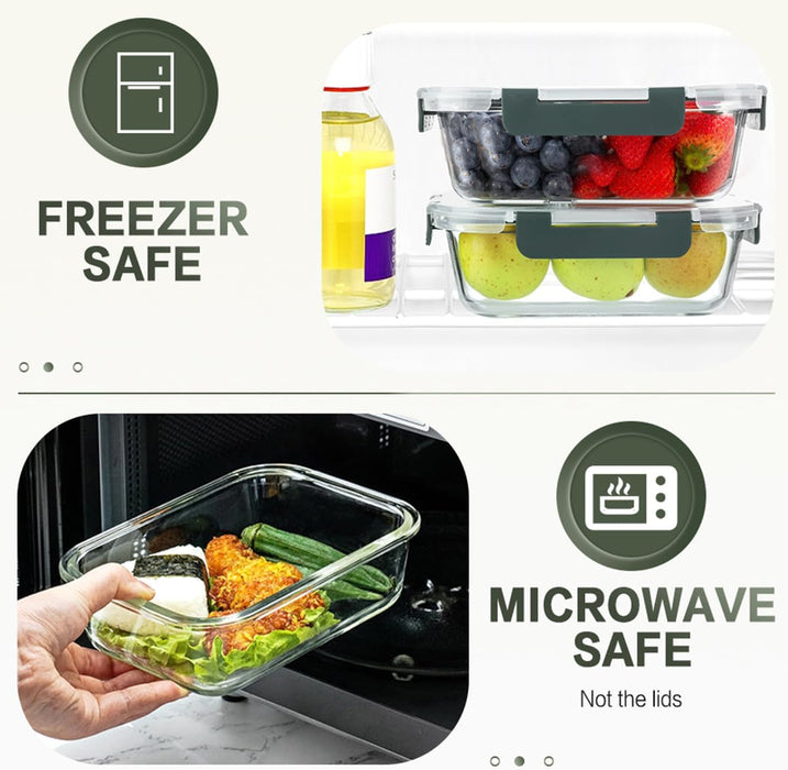 10 Packs 30 oz Glass Meal Prep Containers with Lids