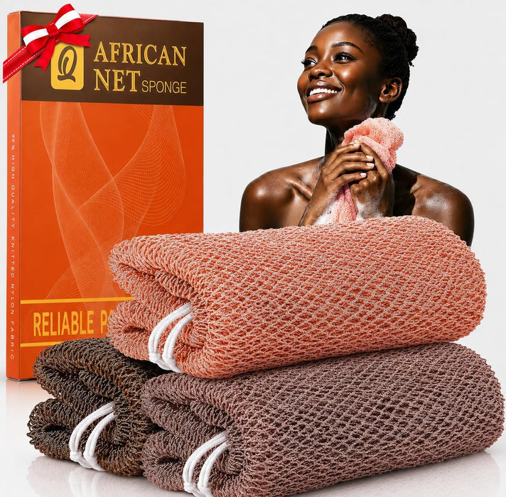 3 Pack African Net Sponge Authentic Rosewood Exfoliating Washcloth