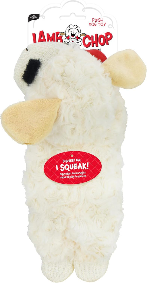 Lamb Chop Dog Plush Toy 10", Cream, 5 Squeakers