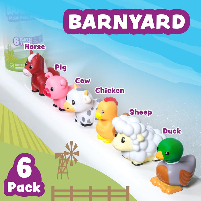 ® Barnyard™ Mold Free Bath Toys, 6 Pack | Sealed, No Hole Bath Toys Design Keeps Moisture Out | Soft, Squeezable & Float
