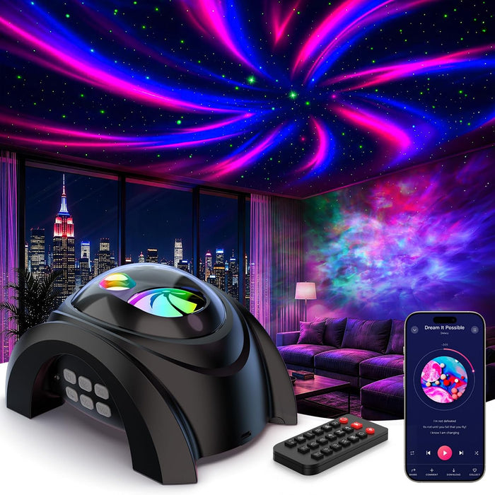 Dual Lens Galaxy Star Projector, Aurora Night Light for Bedroom