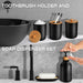 Black Bathroom Accessories Set 5 Pcs, Matte Black Bathroom Accessories, Plastic Soap Dispenser and Toothbrush Holder Set