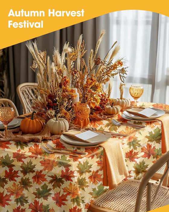 Fall Maple Plastic Table Cloth Disposable, 2 Pack, 54 x 108 in