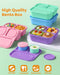 4 Pcs Bento Box Set, Reusable 3 Compartments Snack Boxes with 2 Leakproof Small Containers, Stackable Meal Prep Lunch Co