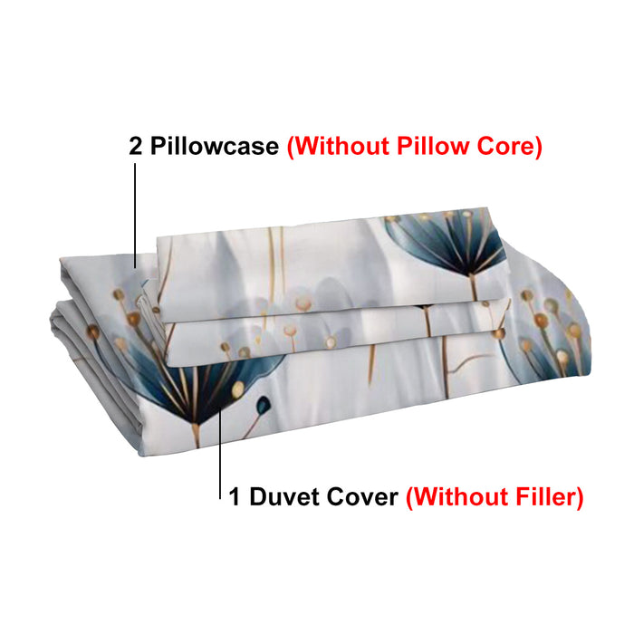 Three-Piece Blue Floral Duvet Cover Set