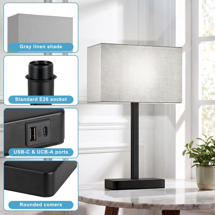 Touch Lamps for Nightstand Set of 2, Lamp for Bedroom Living Room with USB