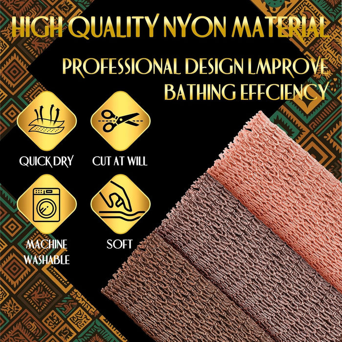 3 Pack African Net Sponge Authentic Rosewood Exfoliating Washcloth
