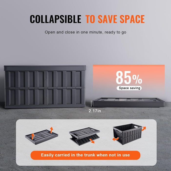 65L Collapsible Storage Bins with Lids 3 Packs, Stackable Crates