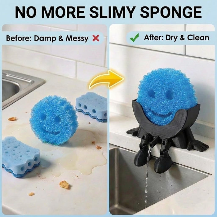 Creative Drainage Sponge Holder: Traceless Glue, 3D Printed Funny Kitchen Sink Holder, Keeps Sponge Dry – for Scrub Dadd