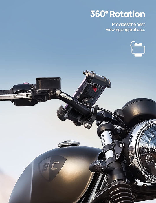 Bike Phone Holder Motorcycle Mount - One-Hand Operation, Lockable