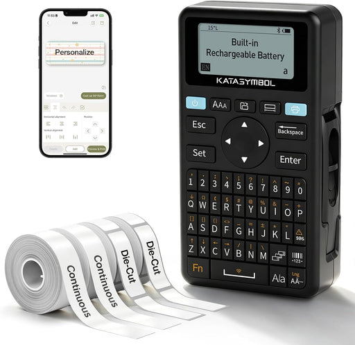 E11 Keyboard & Bluetooth Label Maker Machine with 4 Tapes
