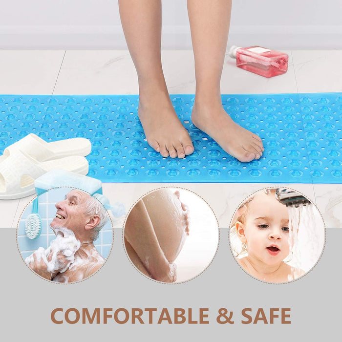 Upgrade Baby Bath Mat Non Slip Extra Long Bathtub Mat for Kids 40 X 16 Inch - Eco Friendly Bath Tub Mat with 200 Big Suc