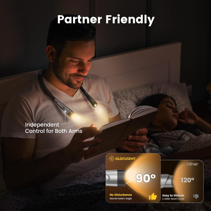 Reading Light,Bendable Neck Light,80-hr Rechargeable Book Light
