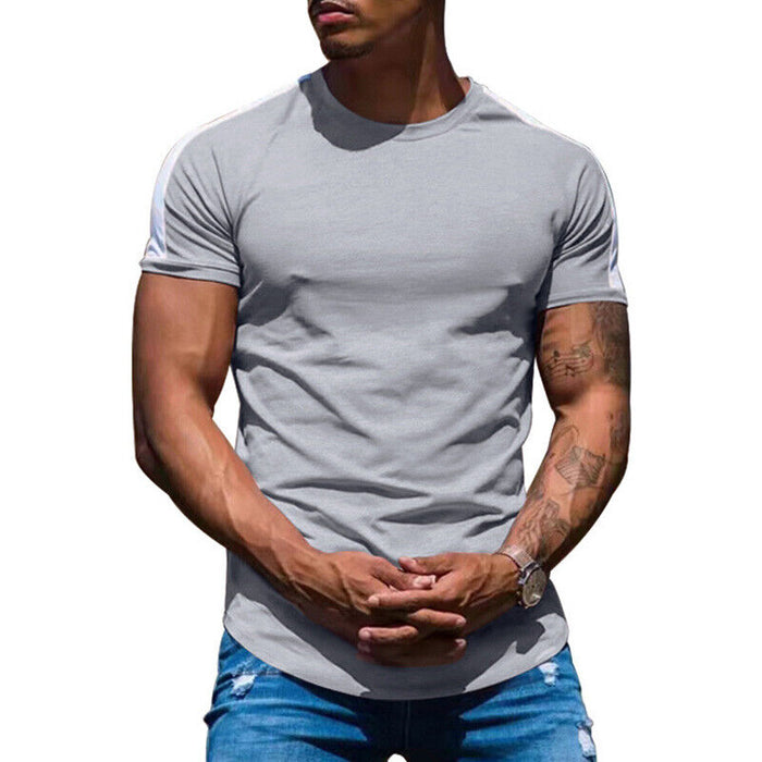 Mens Casual round Curved Hem T-Shirt Men Sport Fashion Short Sleeve T Shirts
