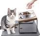 Upgraded Elevated Cat Bowls with Food Mat,15°Tilted Stand Anti Vomiting Raised Cat Dishes for Food and Water,2 Stainless Steel Bowls for Cats and Puppy